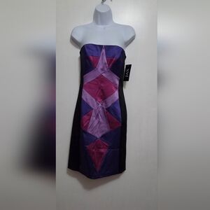 Jax Multicolor Geometric Strapless Dress Size 6 NWT